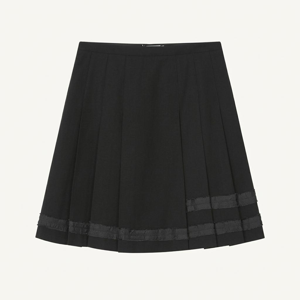 미세키서울 Trimmed midi skirt BLACK 1
