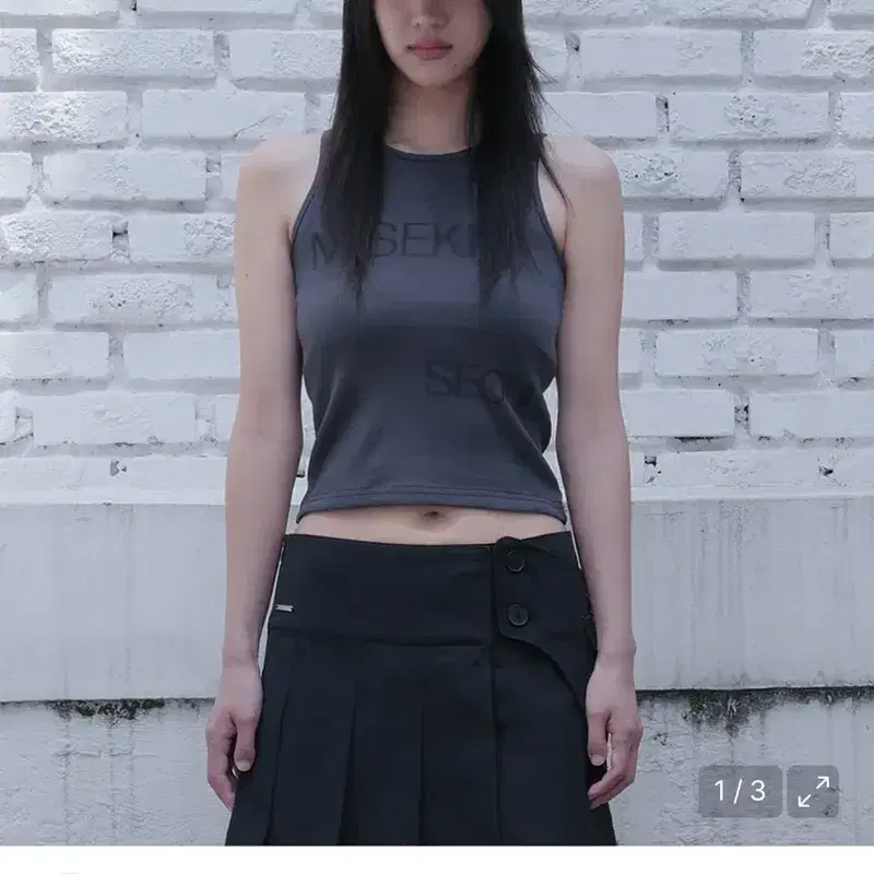 [새상품] 미세키서울 Logo crop sleeveless CHARCOA 4