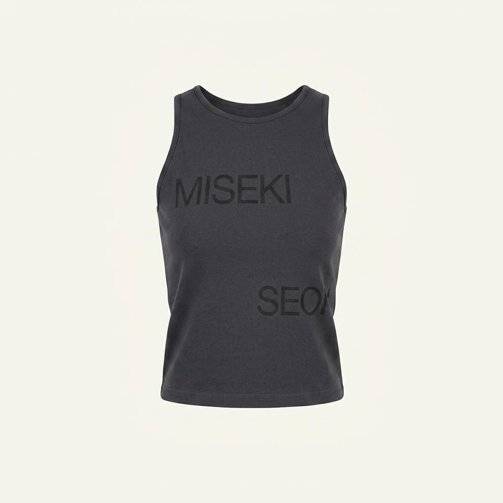 [새상품] 미세키서울 Logo crop sleeveless CHARCOA 1
