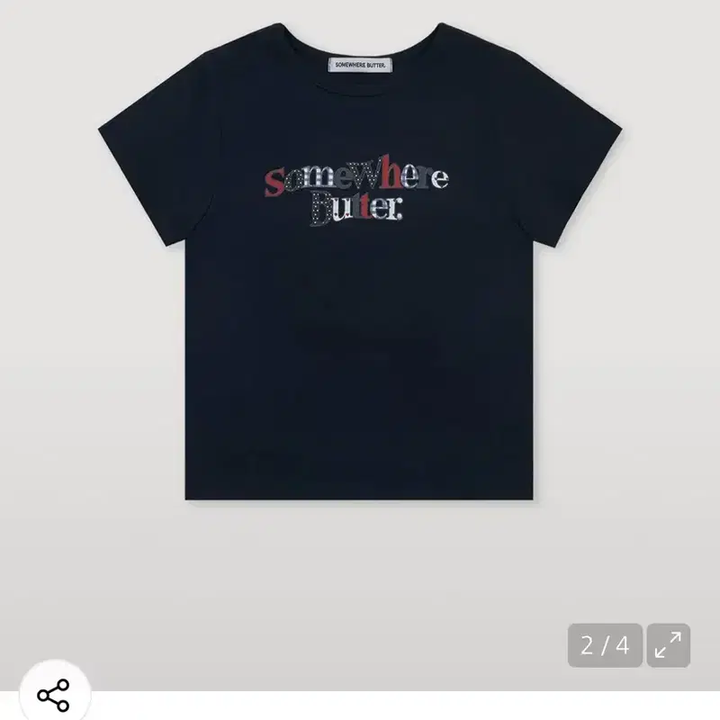 썸웨어버터 키치 웨이브 로고 티 네이비 4