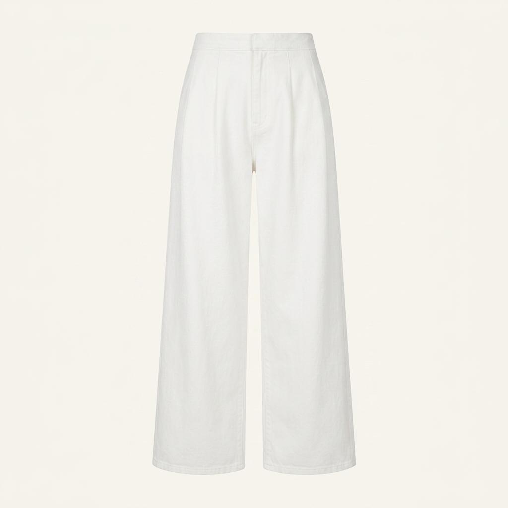 H&M 화이트 와이드 데님 팬츠