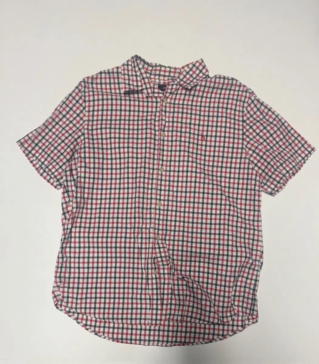 헤지스 Hazzys 빈티지 오버핏 반팔 체크 셔츠 2XL 2