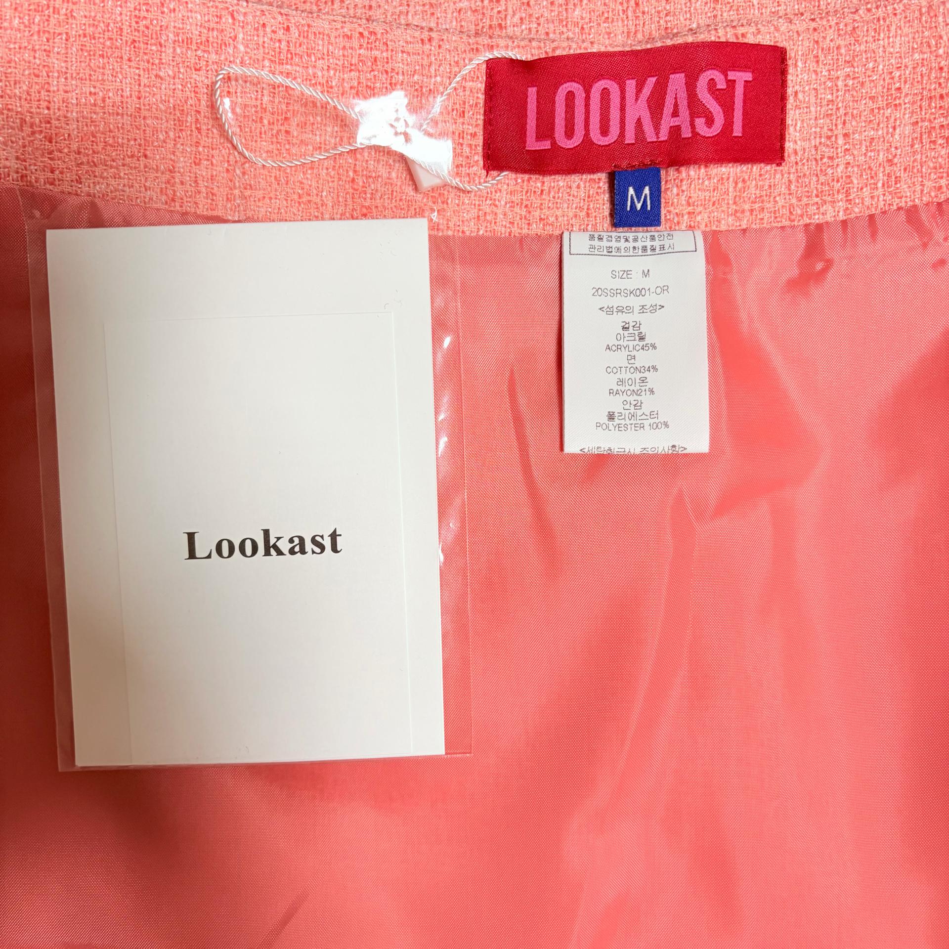 [새상품] LOOKAST 코랄 핑크 트위드 스커트 M 4