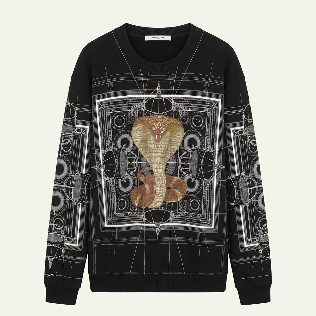 Givenchy 지방시 블랙 스네이크 맨투맨