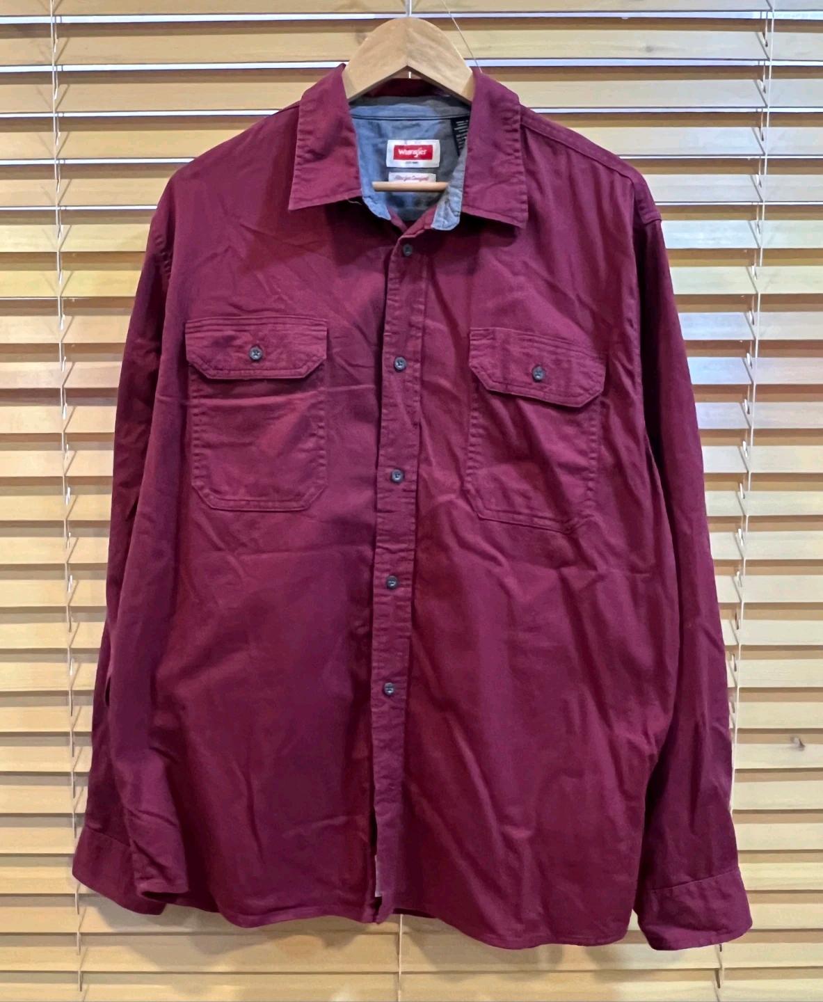 랭글러 Wrangler 남성 레드와인 코튼긴팔셔츠 2