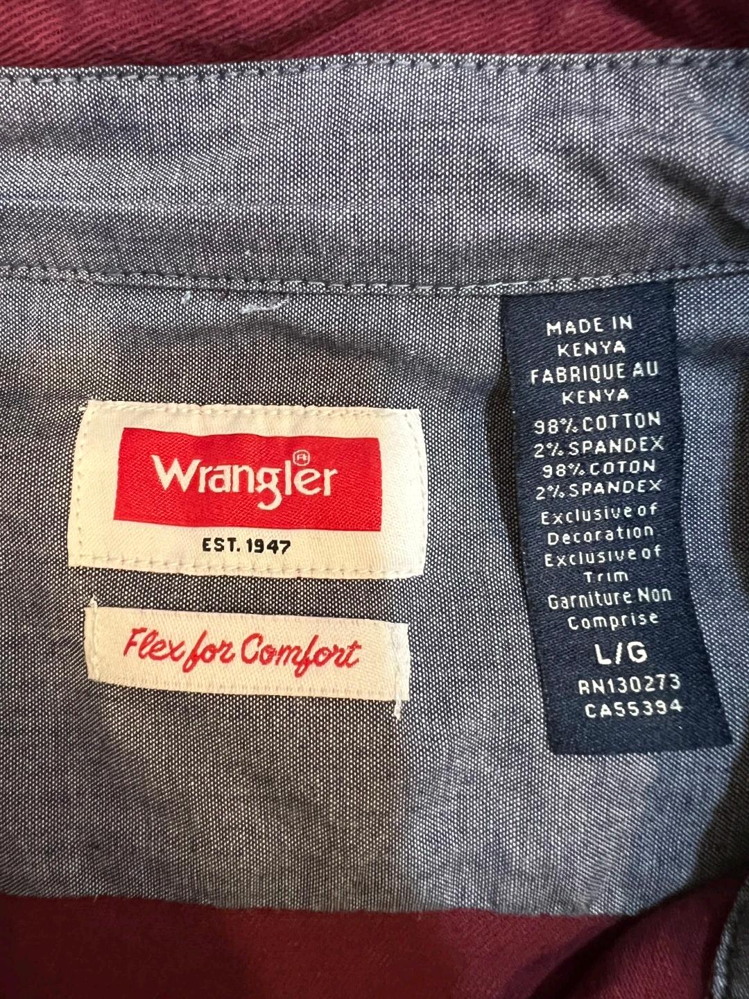 랭글러 Wrangler 남성 레드와인 코튼긴팔셔츠 9