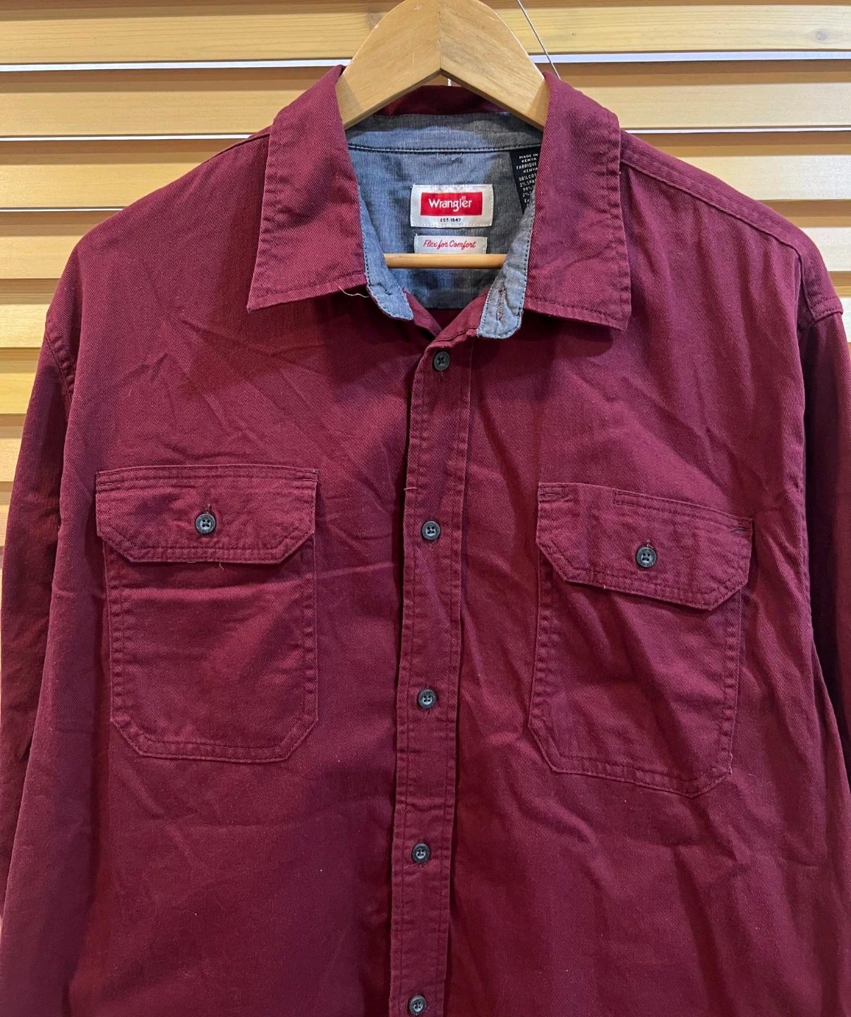 랭글러 Wrangler 남성 레드와인 코튼긴팔셔츠 8