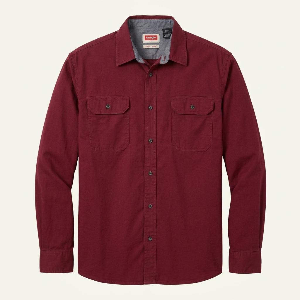 랭글러 Wrangler 남성 레드와인 코튼긴팔셔츠 1