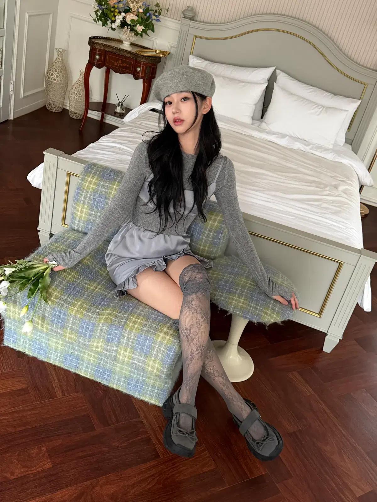 @9578 블랙 245-가죽 리본 스니커즈 6cm 벨크로 운동화-새상품 10