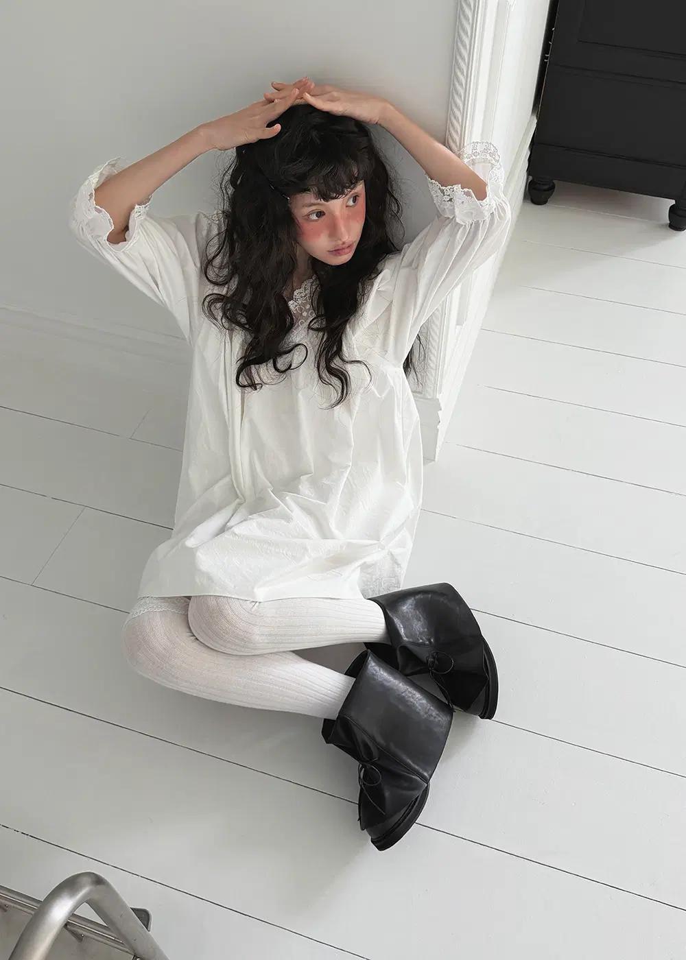 @9577 블랙 235-워싱원단 폴딩부츠 5cm 러블리 숏부츠-새상품 10