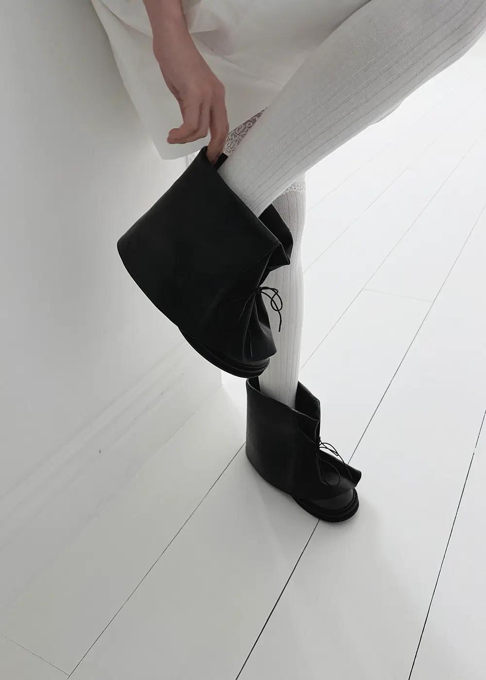 @9577 블랙 230-워싱원단 폴딩부츠 5cm 러블리 숏부츠-새상품 12