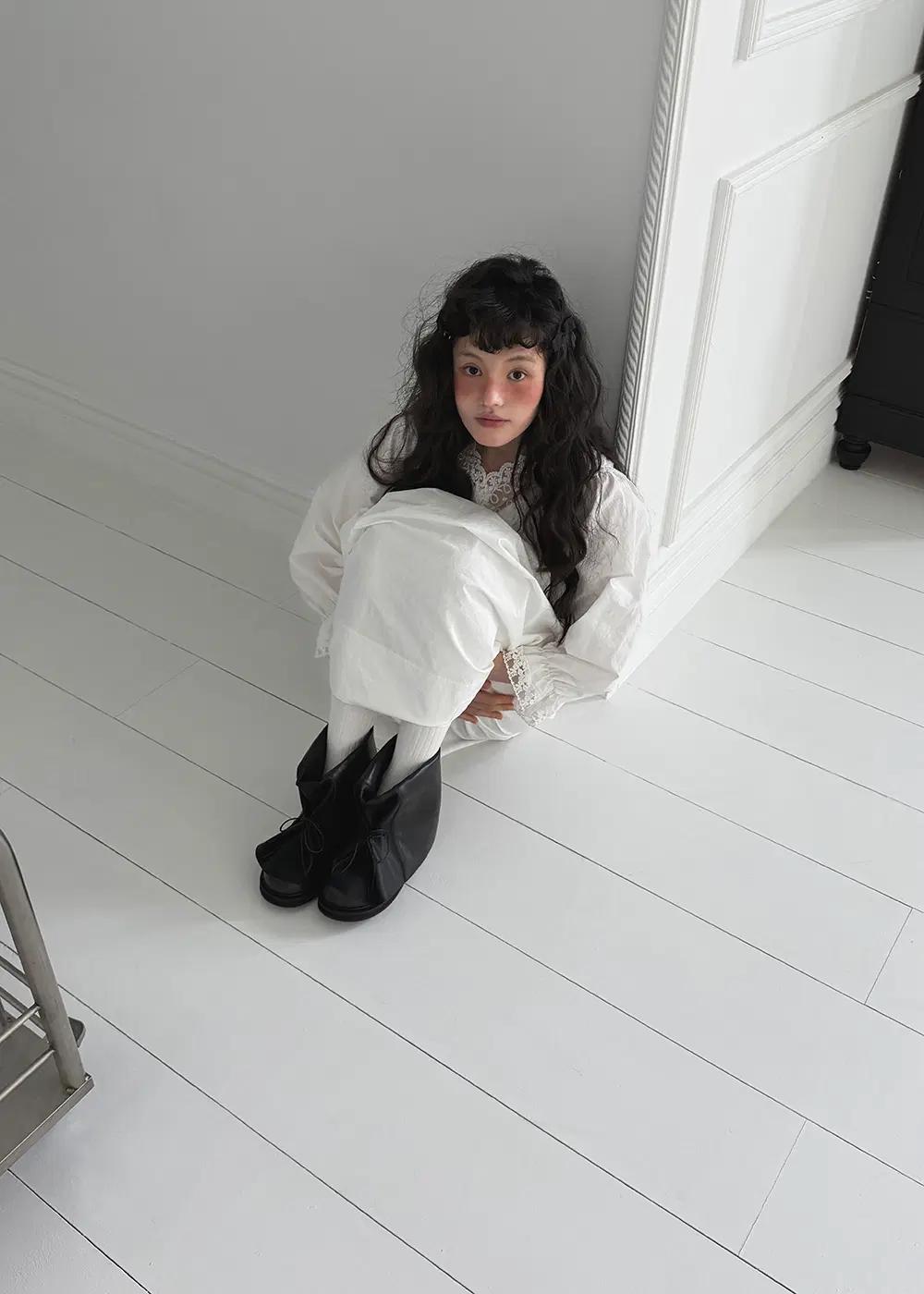 @9577 블랙 225-워싱원단 폴딩부츠 5cm 러블리 숏부츠-새상품 9