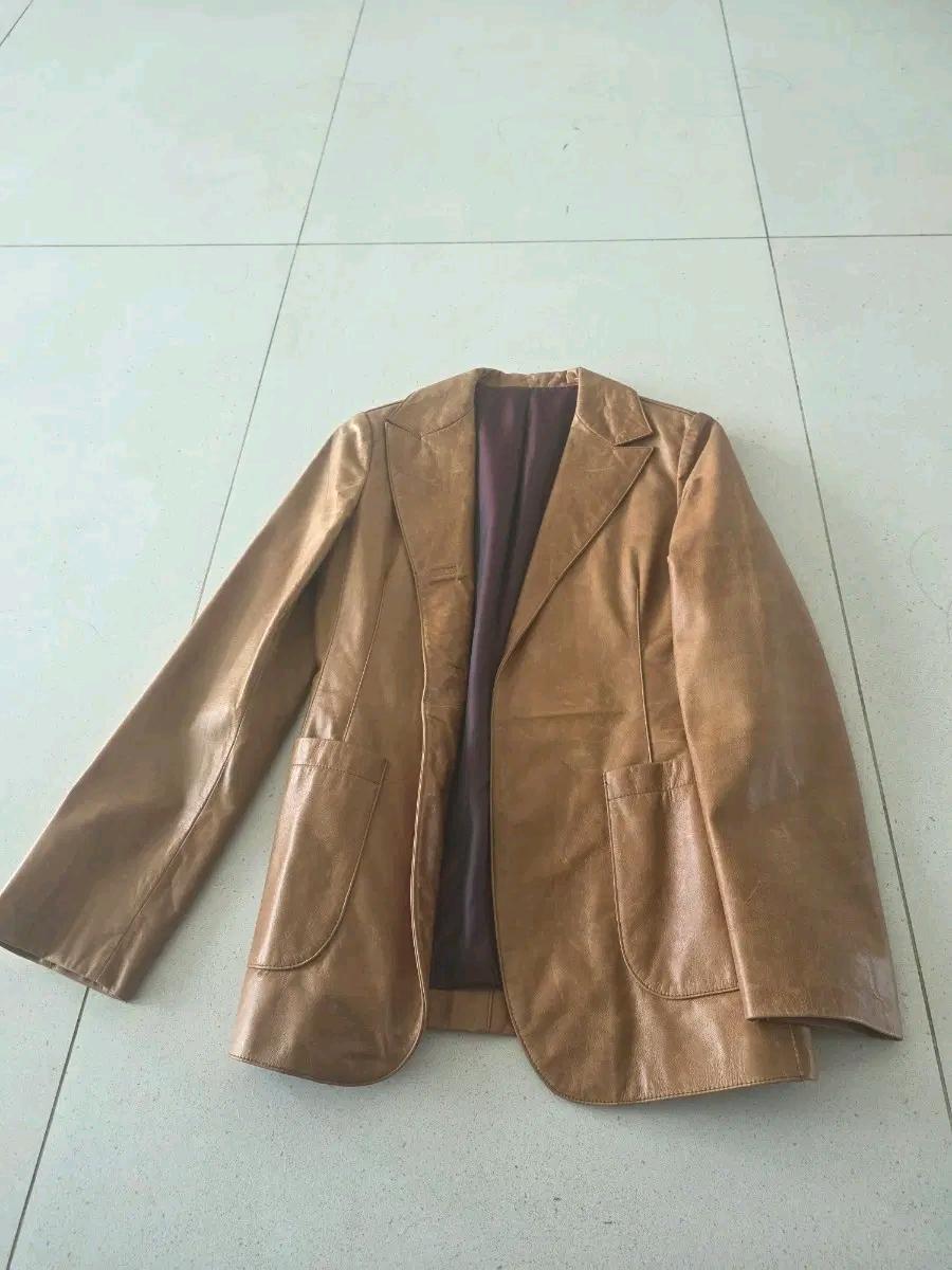 카멜 브라운 천연 가죽 블레이저(코트,옷) 2