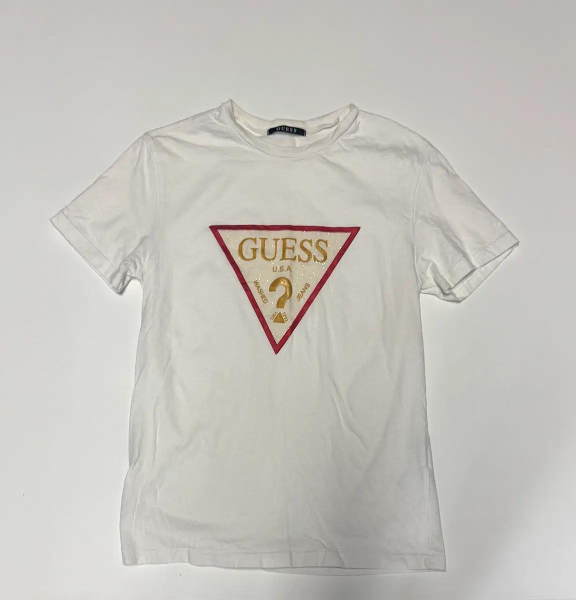 여성 게스 Guess 시그니처 삼각 로고 반팔 티셔츠 M 화이트 2