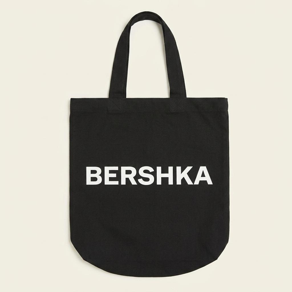[Bershka] 베르슈카 레터링 캔버스 에코백 블랙