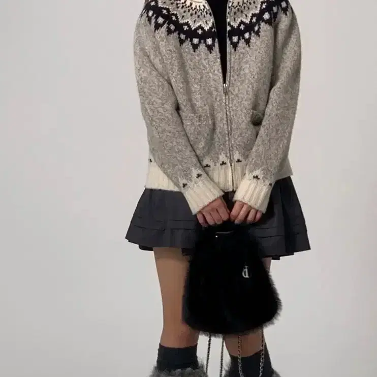 더바넷 Grey pleated tiered mini skirt [M] 4