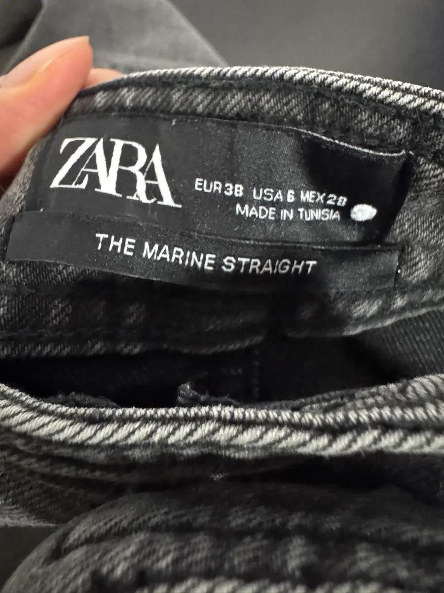 여성 자라 ZARA 더 마린 스트레이트 흑청 워싱 와이드 데님팬츠 28 4