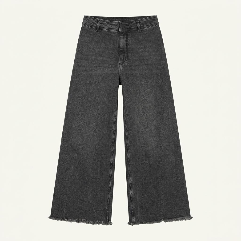 여성 자라 ZARA 더 마린 스트레이트 흑청 워싱 와이드 데님팬츠 28