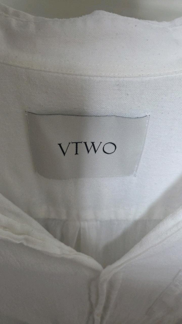 VTwo 리넨 혼방 루즈핏 반팔 셔츠 화이트 3