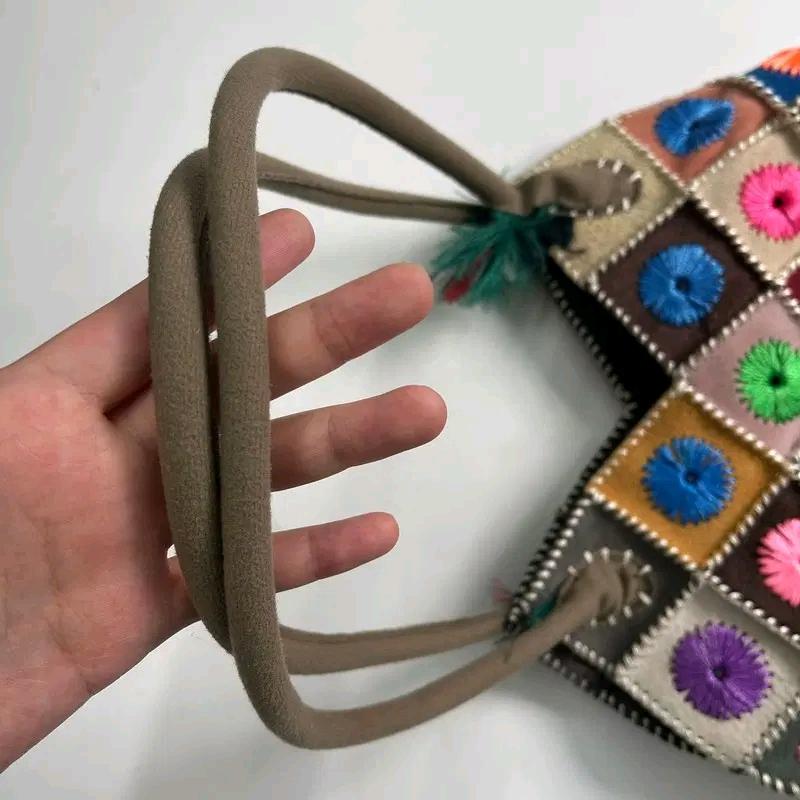 Vintage patchwork suede tote bag 3