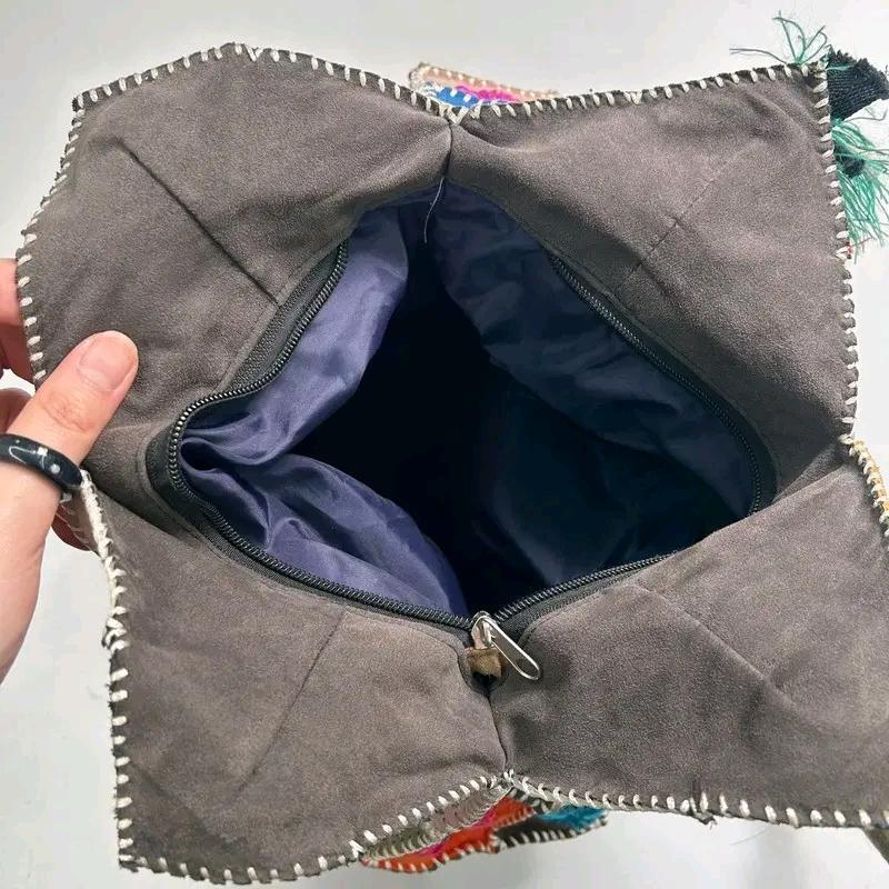 Vintage patchwork suede tote bag 5