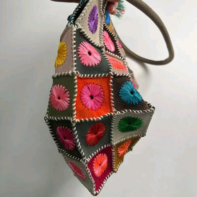 Vintage patchwork suede tote bag 4