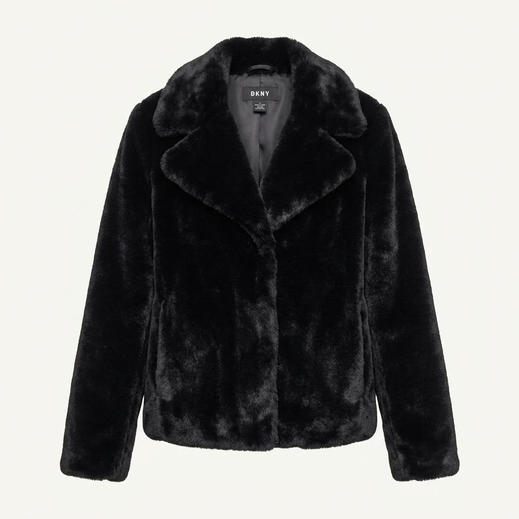 DKNY 인조퍼 카라 재킷 블랙 1