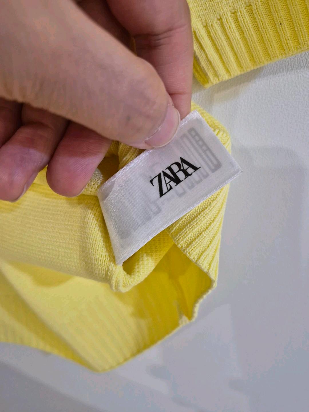 세탁완/자라(ZARA) 골드 단추 반팔 니트 가디건 8