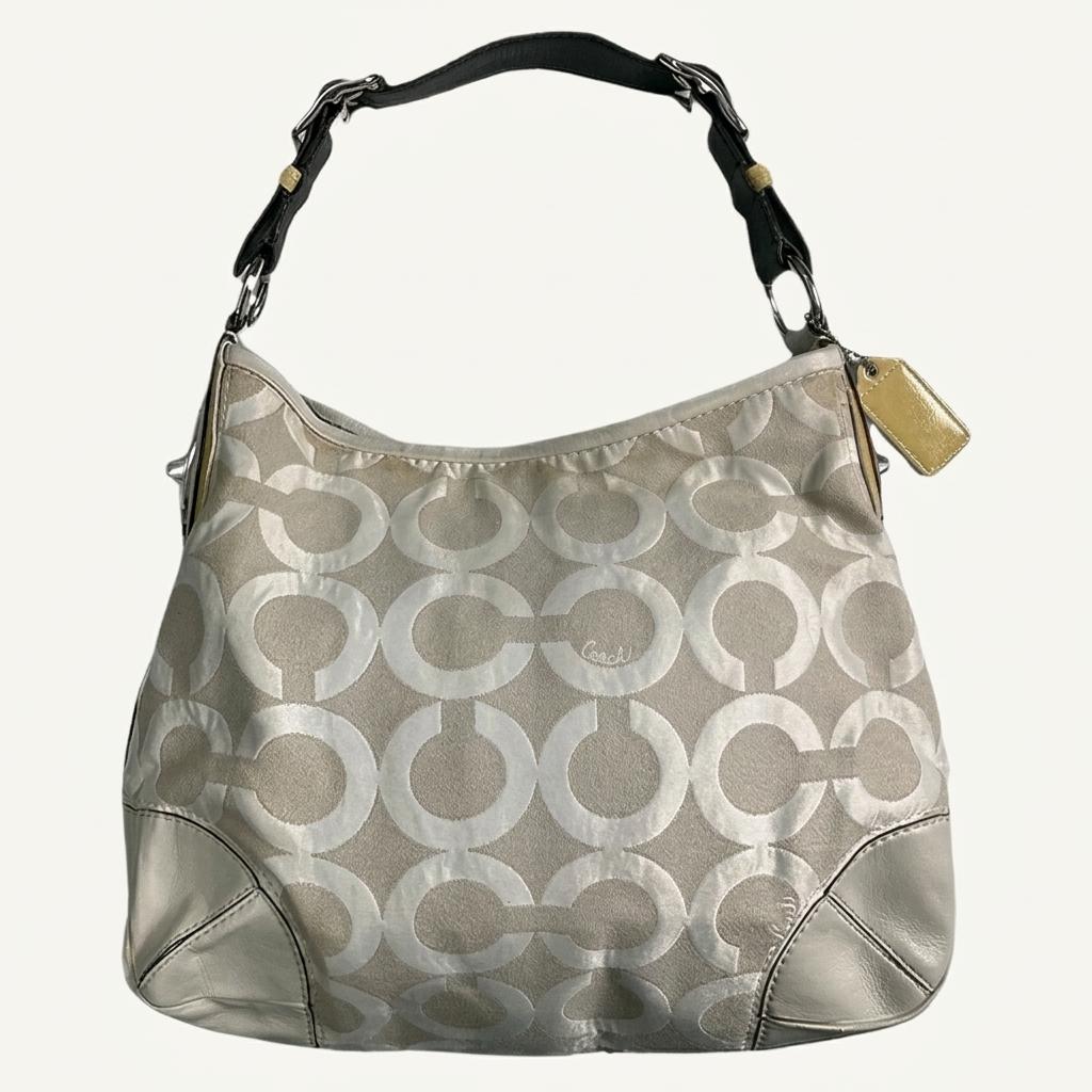 COACH Peyton signature shoulder bag light grey