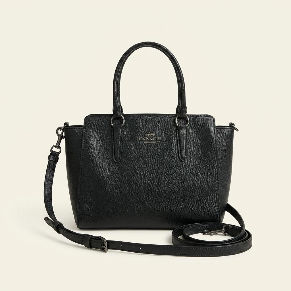 COACH Leah black leather satchel bag