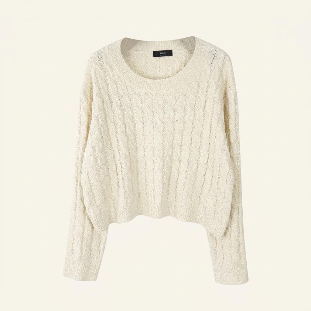 1.2 ILLY 꽈배기짜임 크롭니트F 1