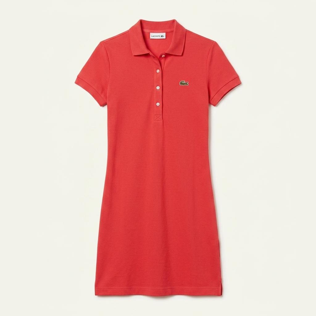 정품 여성 라코스테 스판 혼방 반팔 카라 원피스 34 1