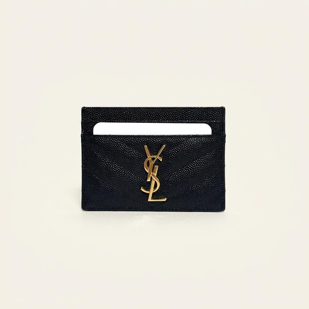 생로랑 YSL 로고 금장 마틀라세 카드지갑 1