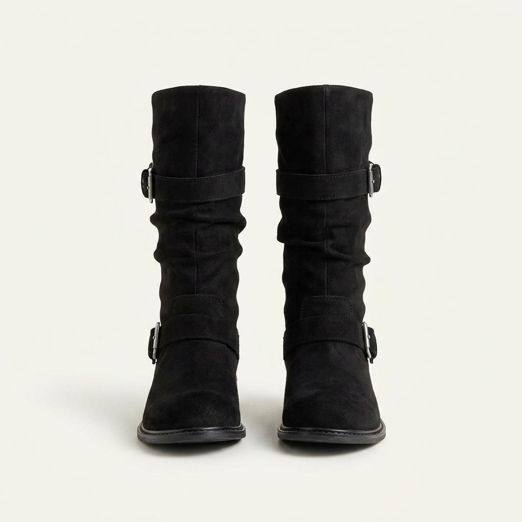 @9550 블랙 240-소가죽 버클부츠 3.5cm 바이커부츠 하프부츠-새상품 1
