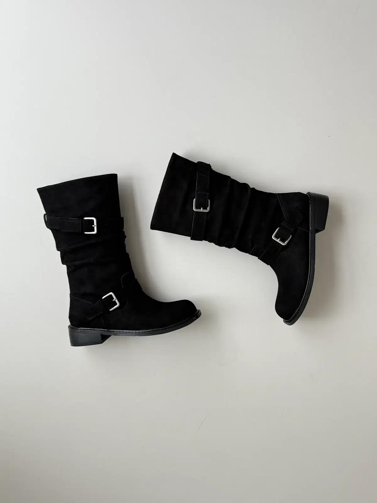 @9550 블랙 235-소가죽 버클부츠 3.5cm 바이커부츠 하프부츠-새상품 2