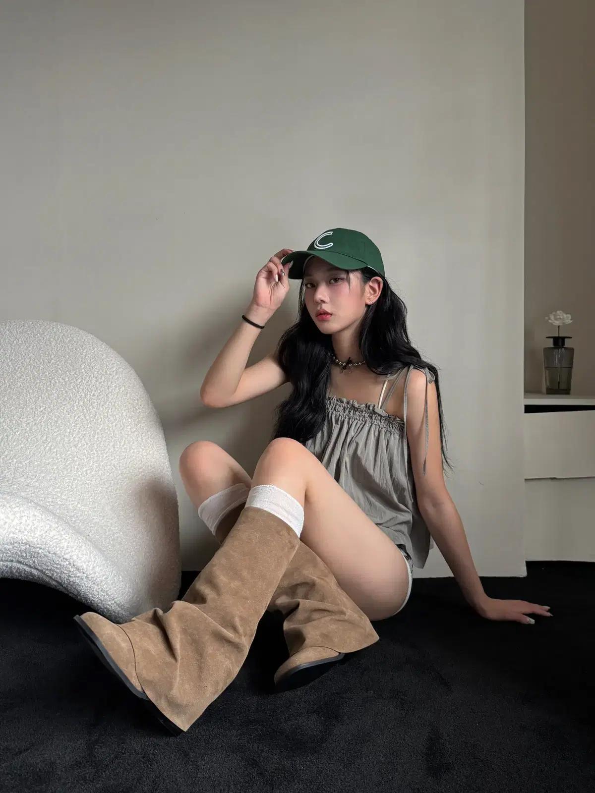 @9547 블랙 245-폴딩 워머부츠 4cm 고퀄리티 소가죽 미들부츠-새상품 9