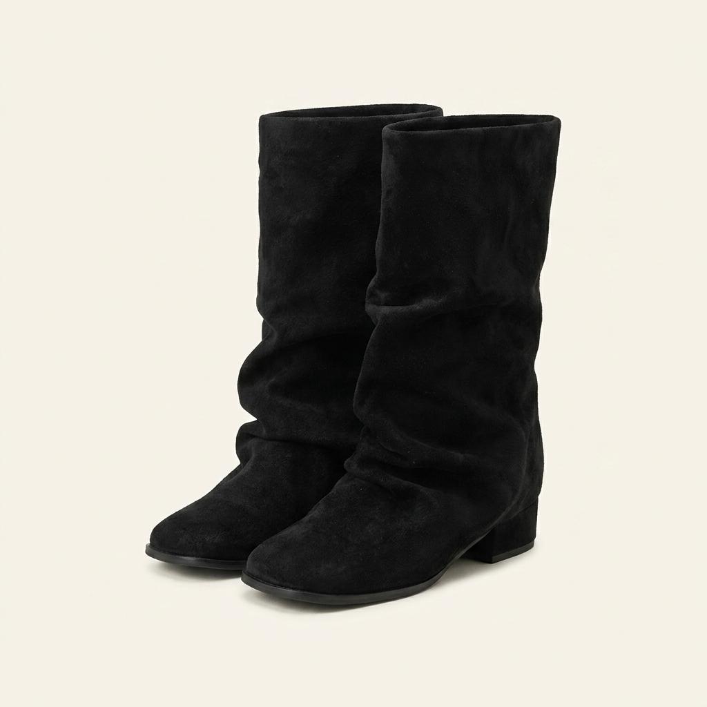 @9547 블랙 225-폴딩 워머부츠 4cm 고퀄리티 소가죽 미들부츠-새상품 1