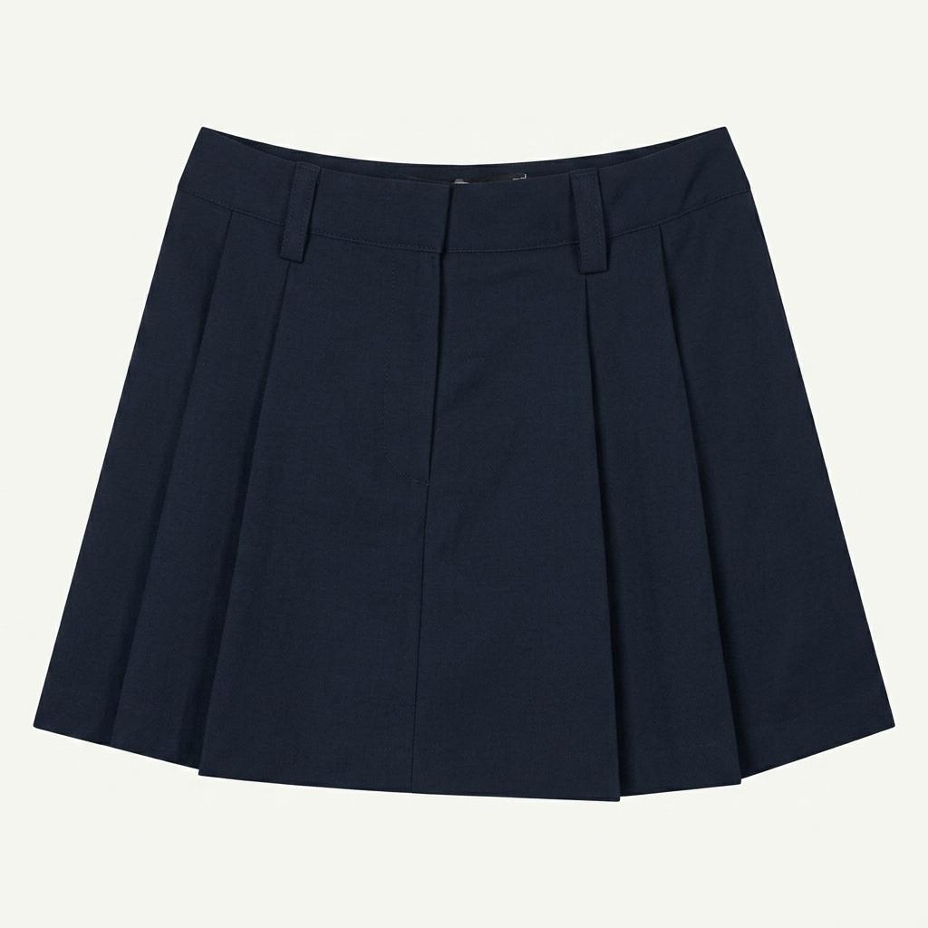 스파오 여성용 핀턱 플리츠 미니 스커트 네이비,L