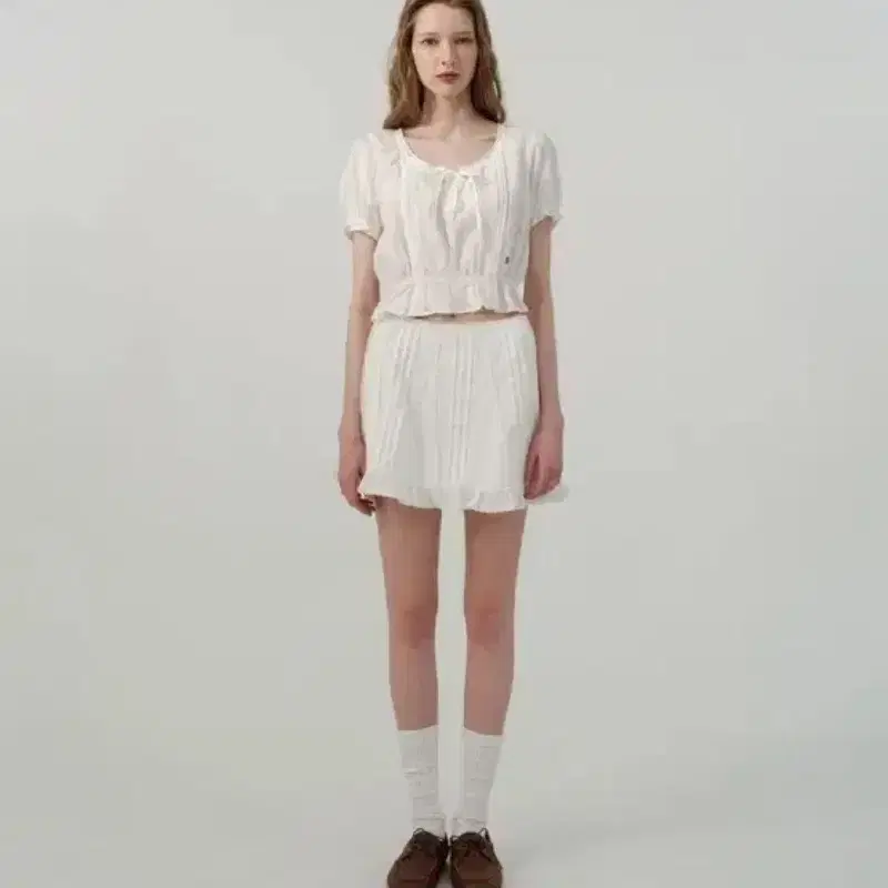[미개봉일괄] 더바넷 화이트 셋업 블라우스 스커트 레이스 white 3