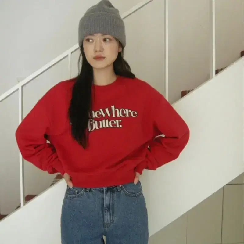 썸웨어버터 뉴 웨이브 로고 스웻셔츠 -레드 2