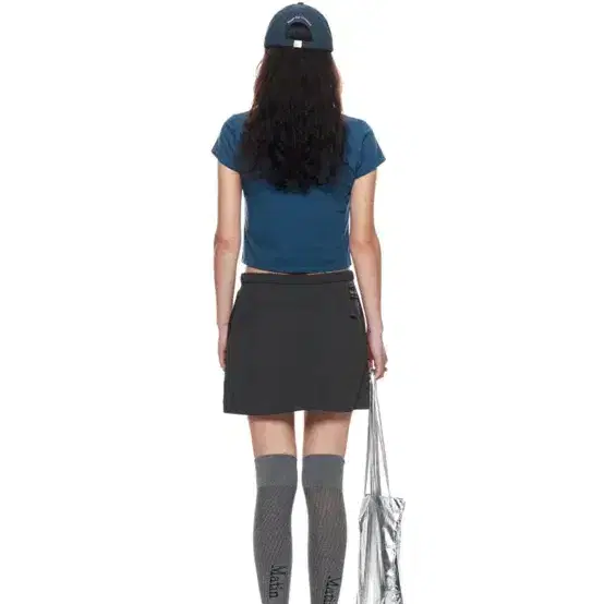 마뗑킴 더블 지퍼 포인트 밴딩 미니 스커트 차콜 6