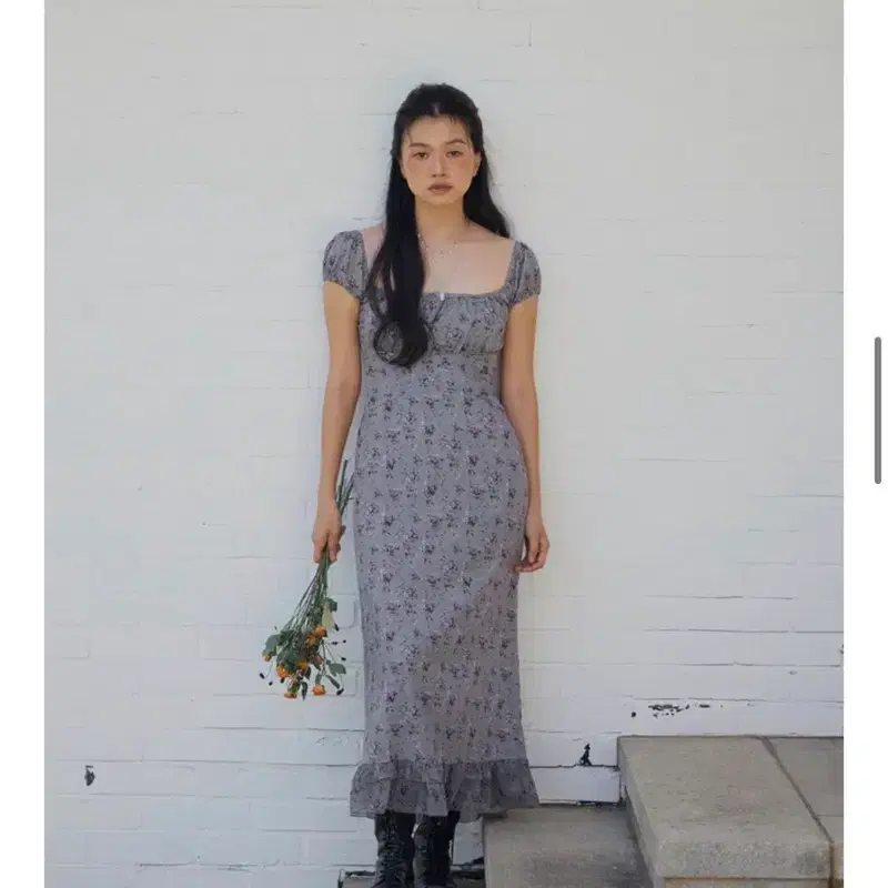 루루서울 Upper East Frill Dress (Charcoal) 2