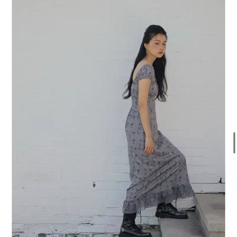 루루서울 Upper East Frill Dress (Charcoal) 5
