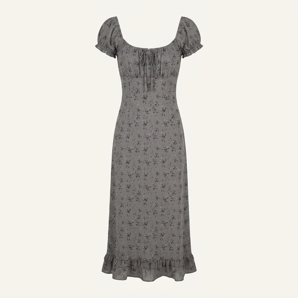 루루서울 Upper East Frill Dress (Charcoal) 1