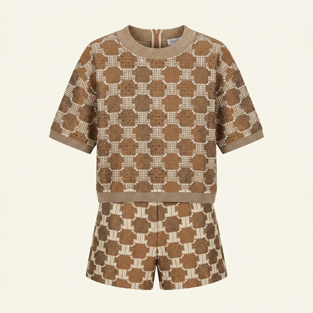 LANVIN COLLECTION 체크 패턴 반팔 니트 반바지 세트 1
