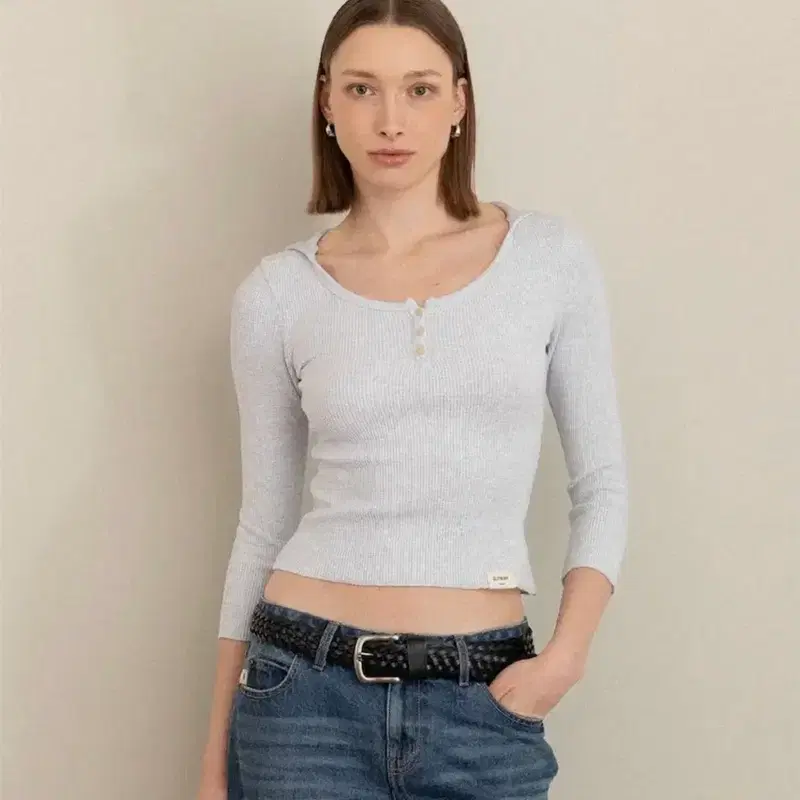 글로니 3/4 G WAFFLE BUTTON FLY TEE 3