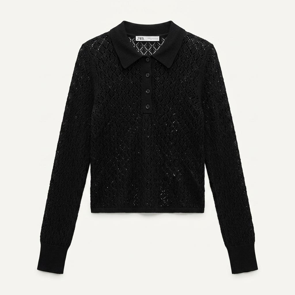 자라 ZARA 검정 메쉬 펀칭 니트 M [A812] 1
