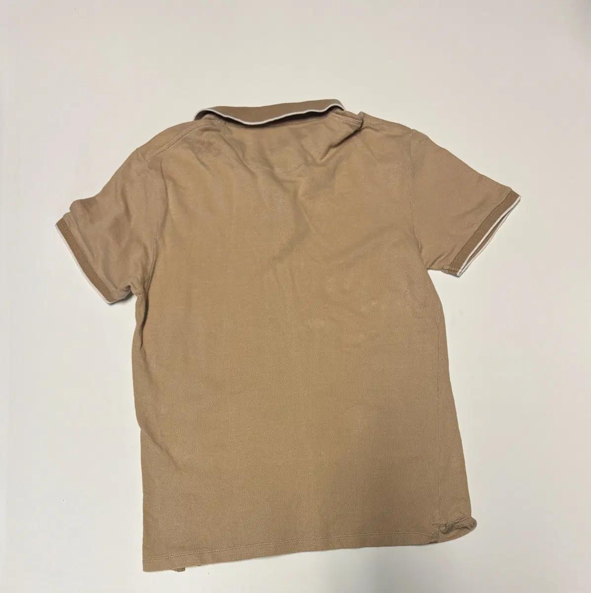 자라 ZARA 티핑 디테일 반팔 카라 티셔츠 L 베이지 3