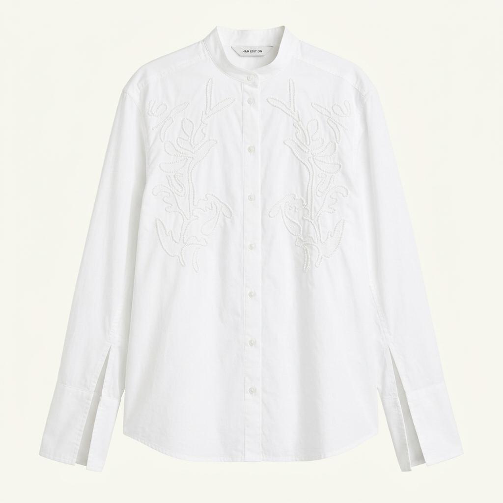 H&M EDITION 화이트 자수 셔츠 블라우스