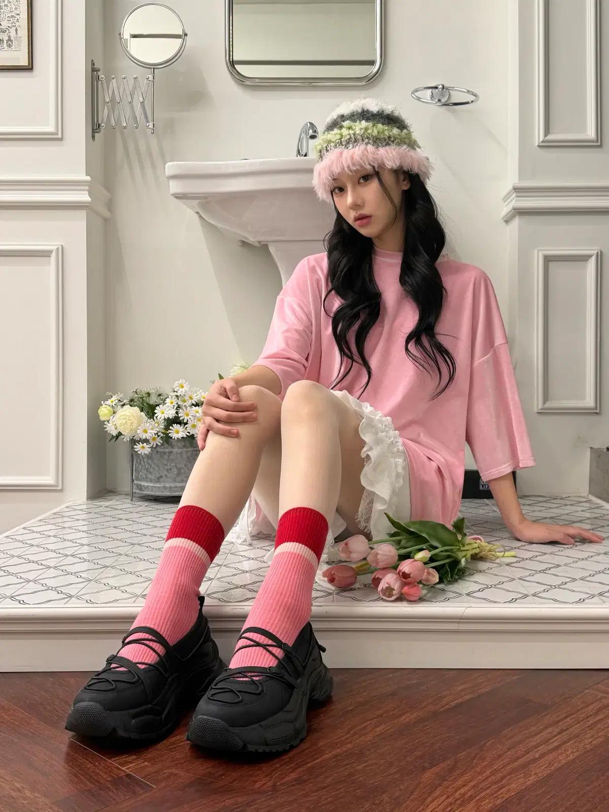 @9584 블랙 225-스토퍼 스니커즈 6cm 러블리 운동화-새상품 3